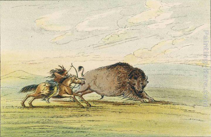 George Catlin Native American Sioux Hunting Buffalo on Horseback II